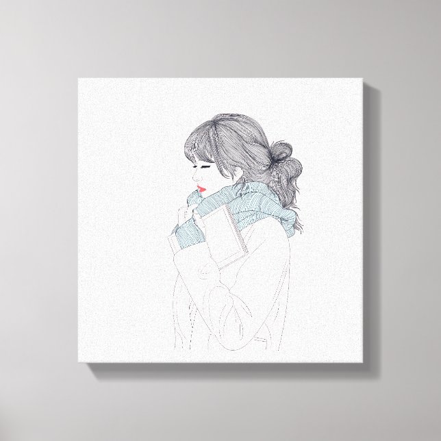 Toile Illustration cool de la fille avec foulard (Recto)