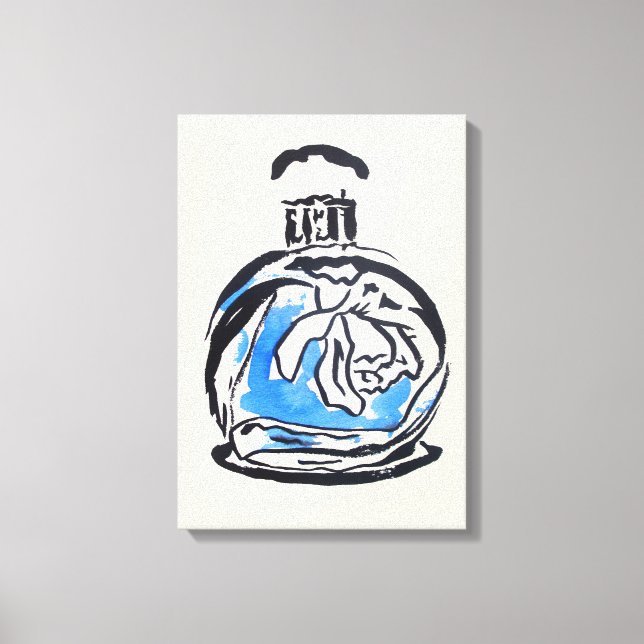 Toile Illustration d'aquarelle de mode de bouteille de p (Recto)