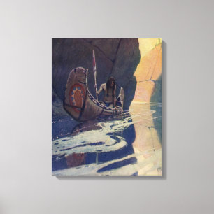 Toile Illustration d'art de N. C. Wyeth de pagaie de can
