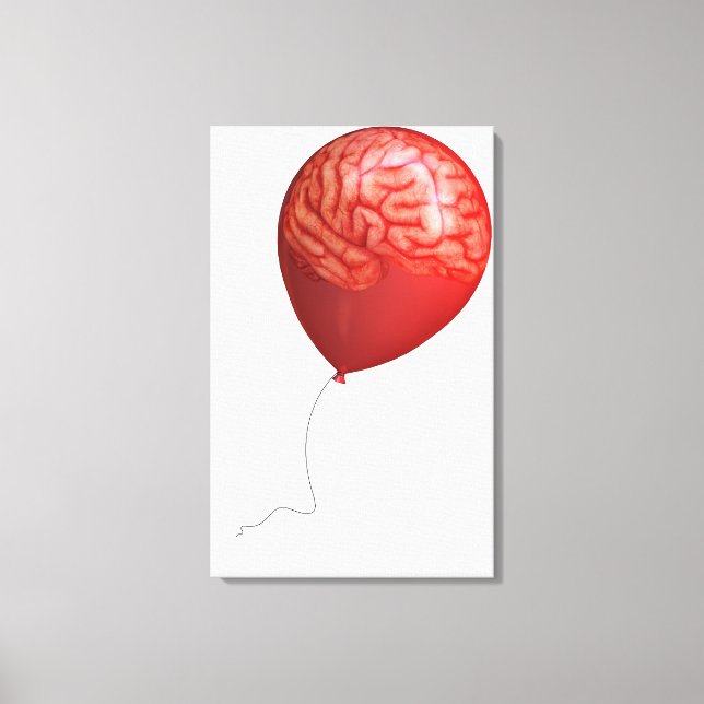 Toile Illustration de ballon avec un cerveau superposé (Recto)