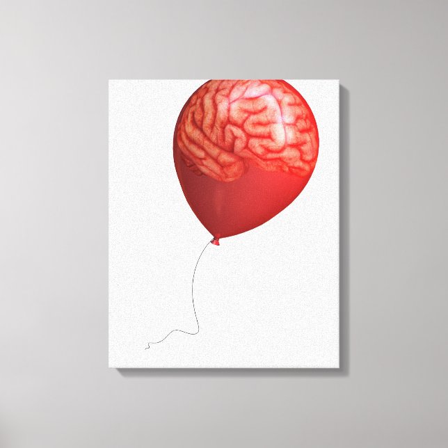 Toile Illustration de ballon avec un cerveau superposé (Recto)