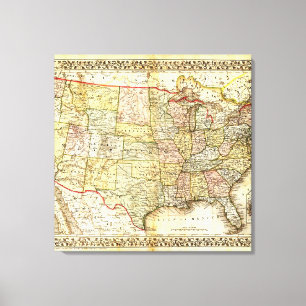 Toile Illustration de carte vintage des États-Unis d'épo