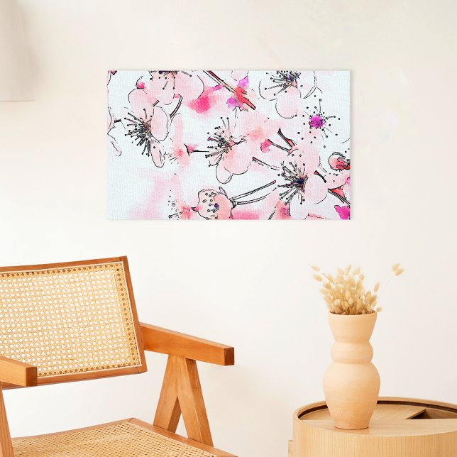 Toile Illustration de cerisier en fleurs aquarelle de pr (Créateur téléchargé)