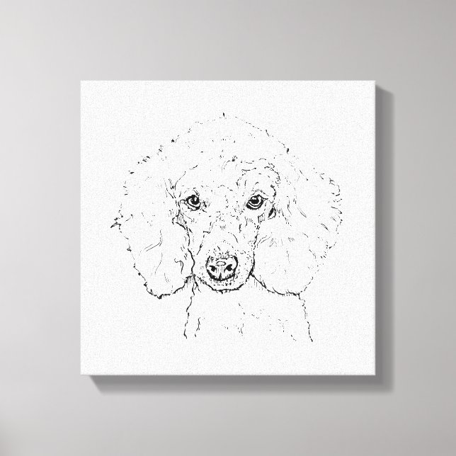 Toile Illustration de chien caniche mignon, dessinée à l (Recto)