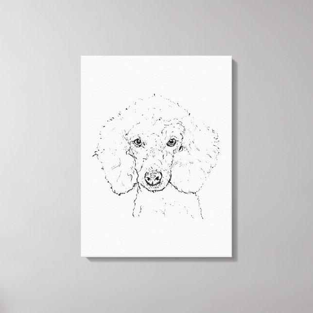 Toile Illustration de chien caniche mignon, dessinée à l (Recto)