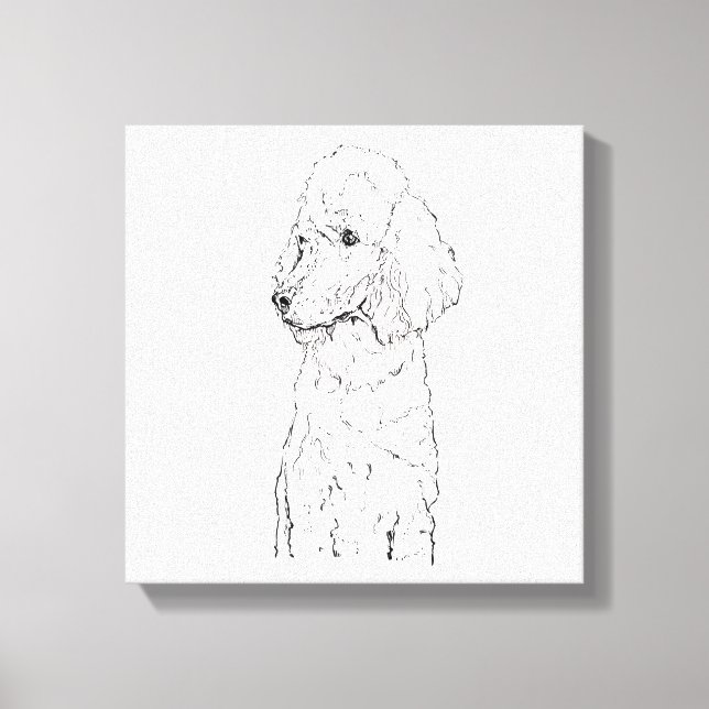Toile Illustration de Chien Caniche Standard - Art à l'e (Recto)
