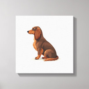 Toile Illustration de chien rétro teckel à longs poils v
