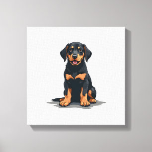 Toile Illustration de dos de chien noir et bronzé vintag