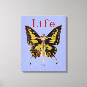 Toile Illustration de femme volant papillon Flapper