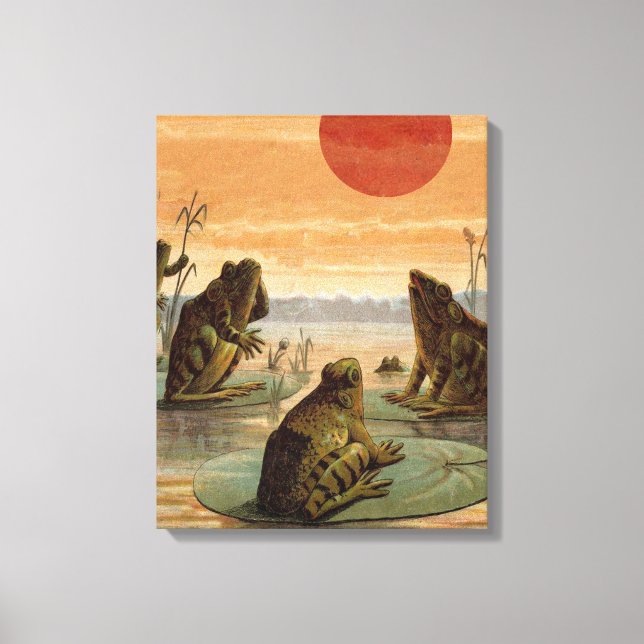 Toile Illustration de grenouilles Lily Pads Moon (Recto)