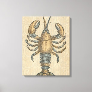Toile Illustration de homard vintage : damas côtier