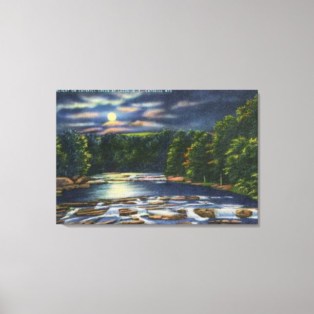 Toile Illustration de la lune sur Catskill Creek (Recto)