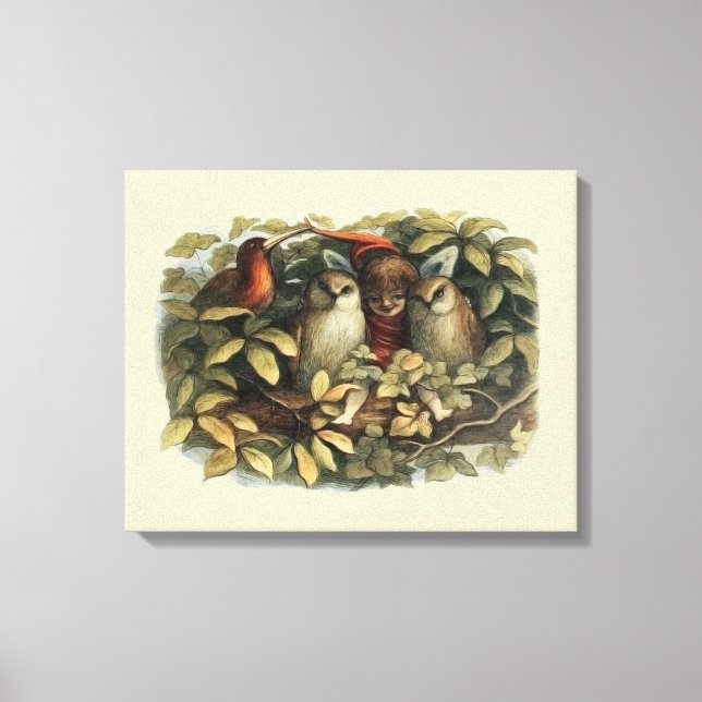 Toile Illustration de la nature des hiboux et des fées e (Recto)