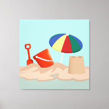 Illustration de la scène de plage de Bucket et Spa