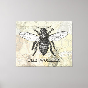Toile Illustration de l'abeille du travailleur vintage