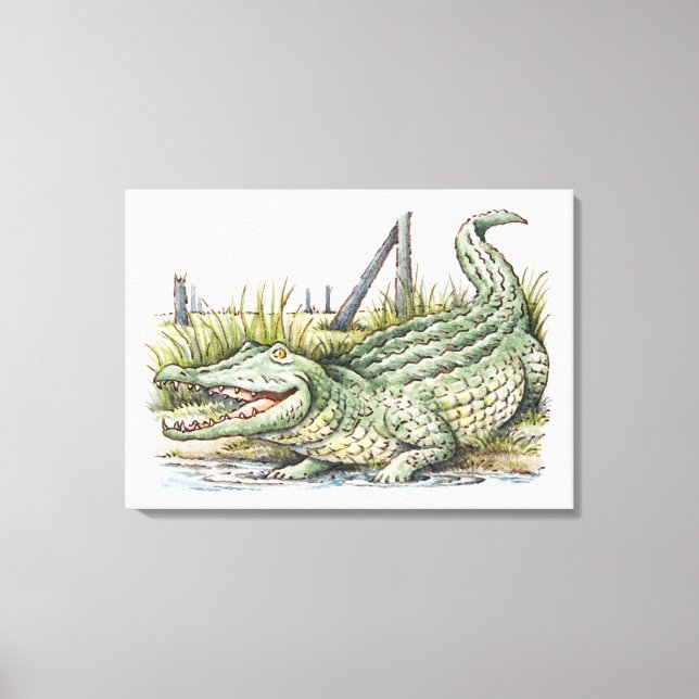 Toile Illustration de l'alligator sur le rivage (Recto)