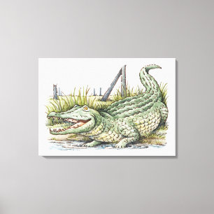 Toile Illustration de l'alligator sur le rivage