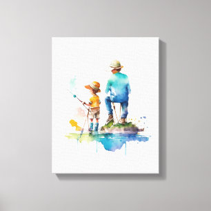 Toile Illustration de l'aquarelle Père et Fils Ai Art