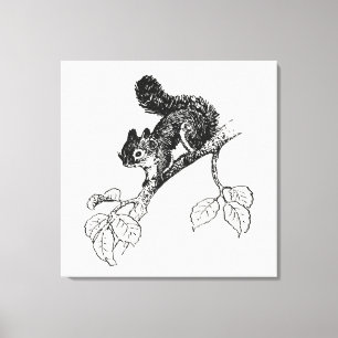 Toile Illustration de l'écureuil Vintage mou