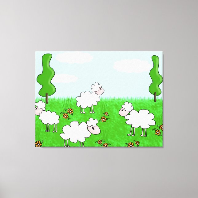 Toile Illustration de moutons mignons pour enfants (Recto)
