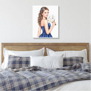 Toile Illustration de portrait élégant de demoiselle d'h