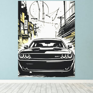 Toile Illustration de style Pop Art d'une muscle car mod