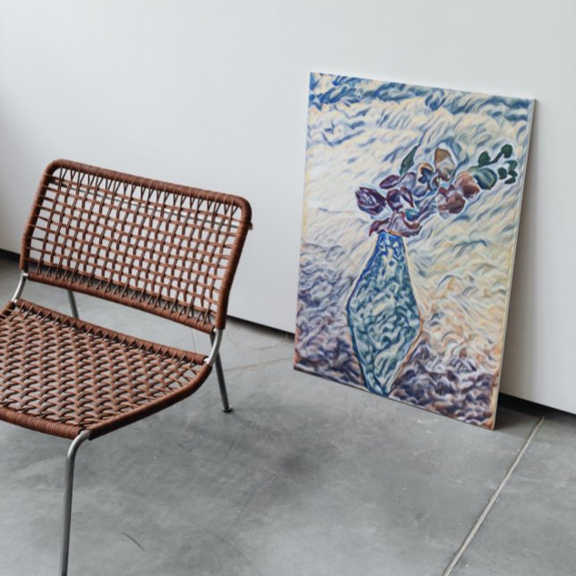 Toile Illustration de vase floral texturé classique (Créateur téléchargé)