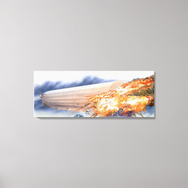 Toile Illustration de Zeppelin éclatant en flammes (Recto)