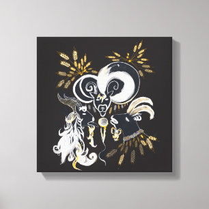 Toile Illustration d'encre de chèvre noire et blanche