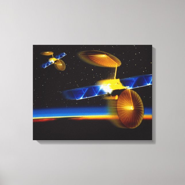 Toile Illustration des satellites à l'horizon terrestre (Recto)