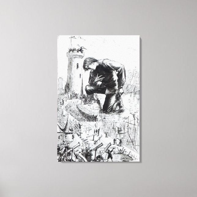 Toile Illustration des "voyages de Gulliver" (Recto)