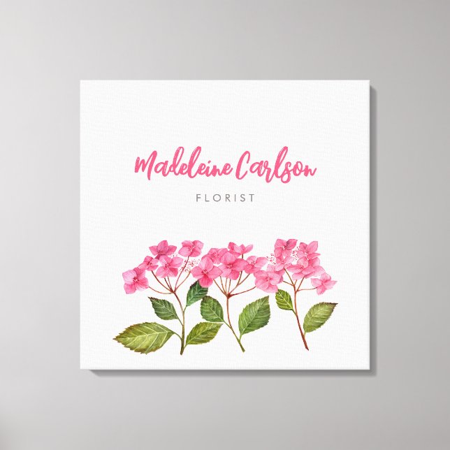 Toile Illustration d'hydrangeas roses en aquarelle (Recto)