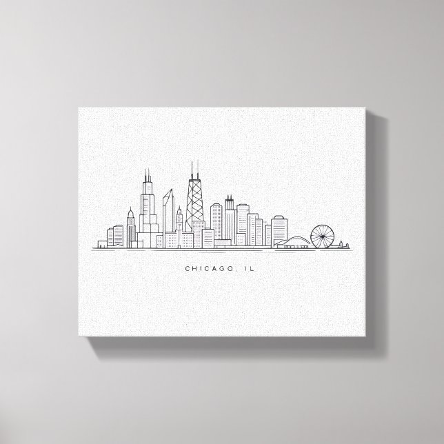Toile Illustration du paysage urbain de Chicago IL (Recto)