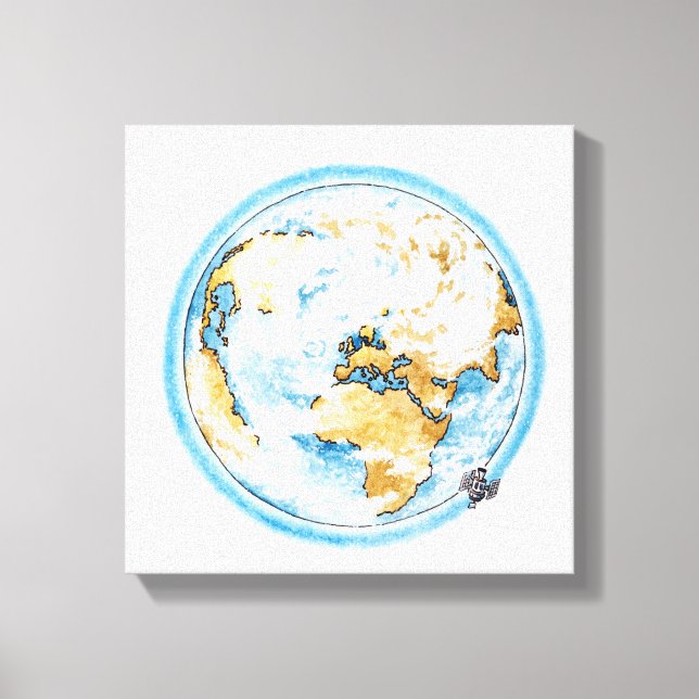 Toile Illustration du satellite orbitant la Terre (Recto)