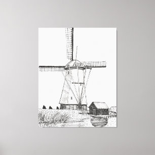 Toile Illustration du stylo Pays-Bas Windmill et de l'en