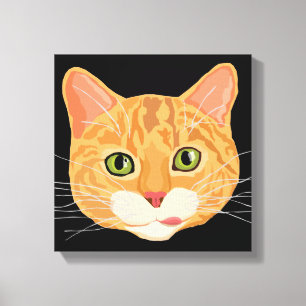 Toile Illustration du visage de chat orange mignon