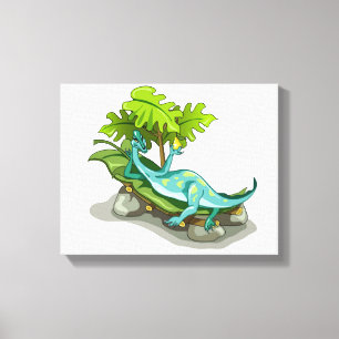 Toile Illustration D'Un Bain De Soleil Iguanodon.