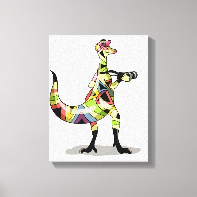 Toile Illustration D'Un Photographe Iguanodon. (Recto)