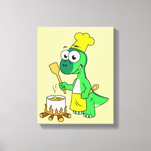 Toile Illustration D'Une Cuisine De Parasaurolophus Dino