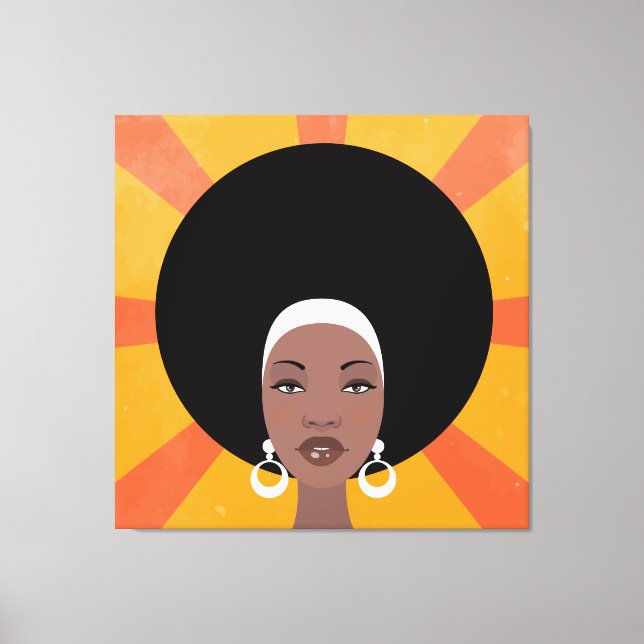 Toile Illustration d'une femme avec cheveux afro (Recto)