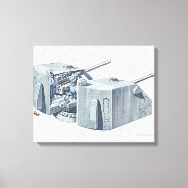 Toile Illustration d'une tourelle d'arme sur un navire d (Recto)