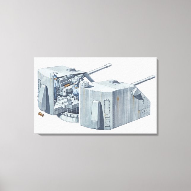 Toile Illustration d'une tourelle d'arme sur un navire d (Recto)
