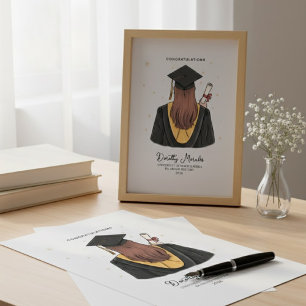 Toile Illustration Élégante de Diplômé Nom Diplôme Année