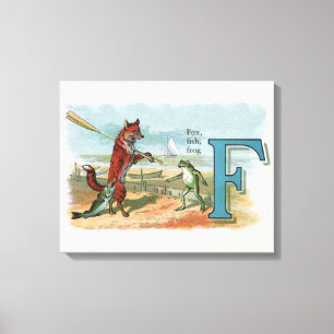 Toile Illustration fantaisiste de renard et de grenouill