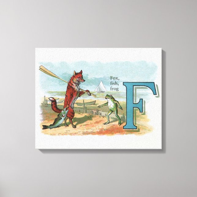 Toile Illustration fantaisiste de renard et de grenouill (Recto)