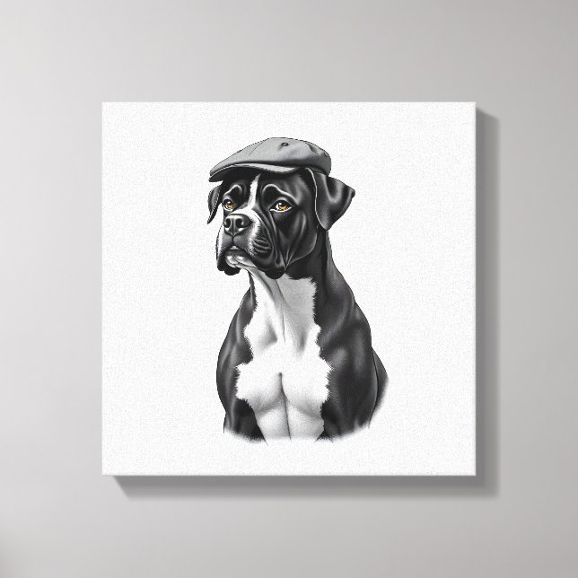 Toile Illustration graphique monochrome de chien Boxer v (Recto)