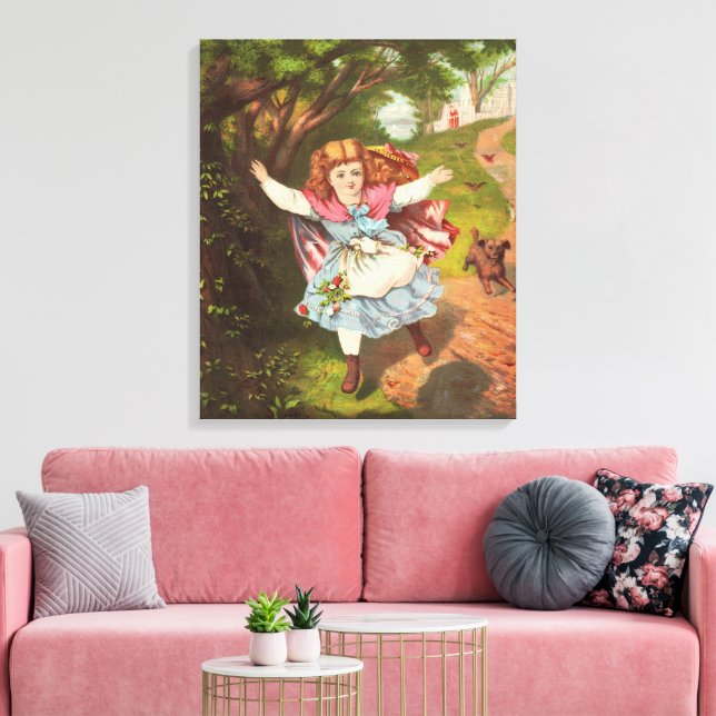 Toile Illustration lithographique d'une petite fille et  (Insitu(Salon))