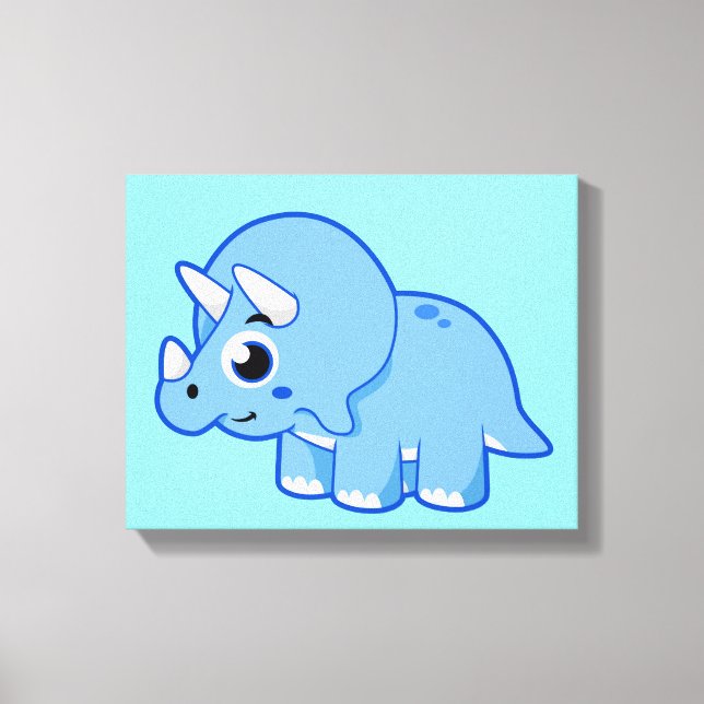Toile Illustration Mignonne D'Un Dinosaure Tricératops. (Recto)