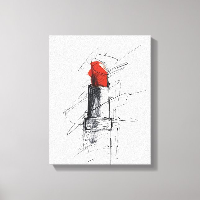 Toile Illustration Red Lipstick - Maquillage minimaliste (Recto)