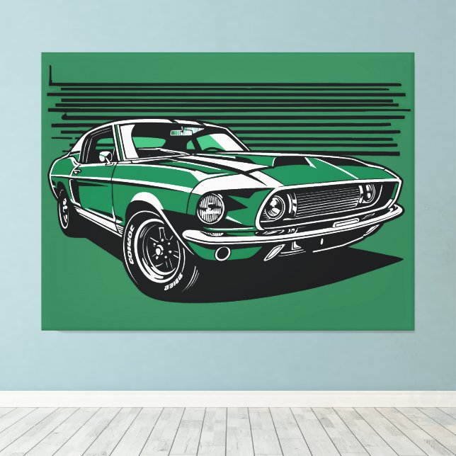 Toile Illustration rétro de pop art latérale de muscle c (Insitu (Plancher de Bois))